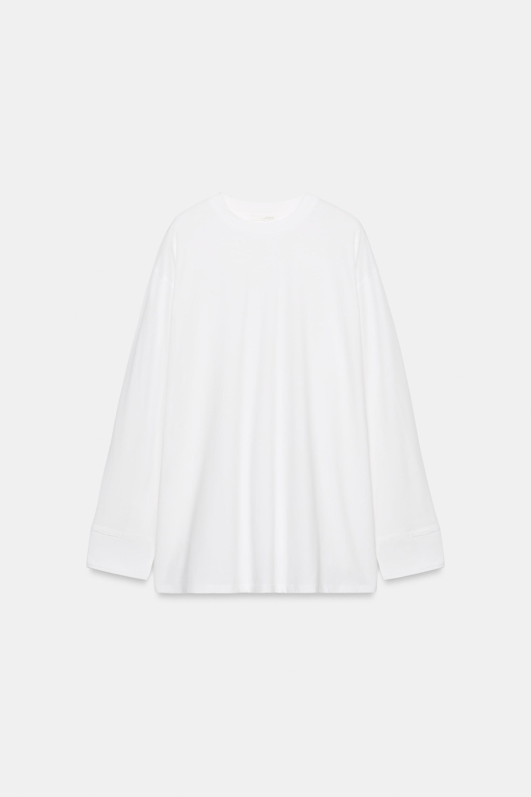 T-SHIRT EN MATIÈRES VARIÉES À MANCHES LONGUES